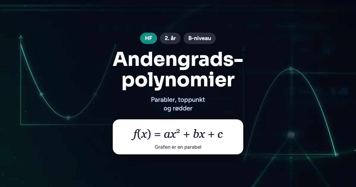 Kursusbillede: Andengradspolynomier – HF, 2. år, B-niveau