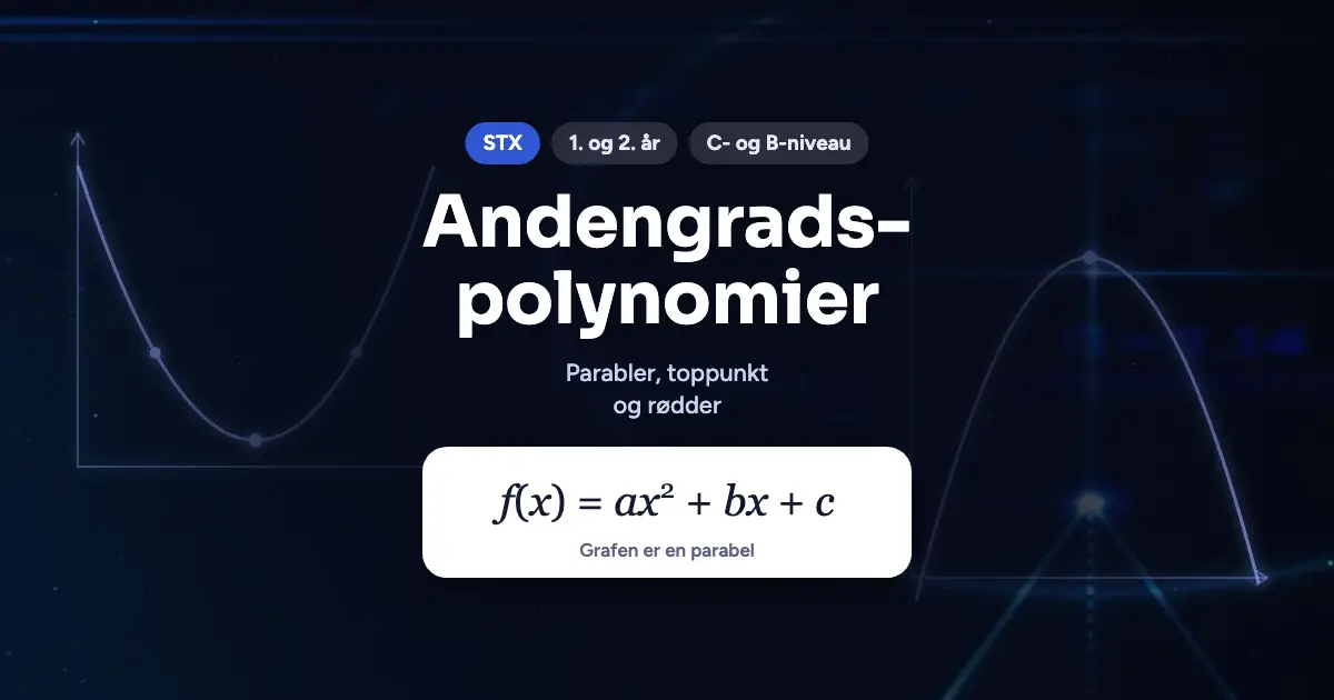Kursusbillede: Andengradspolynomier – STX, 1. og 2. år, C- og B-niveau