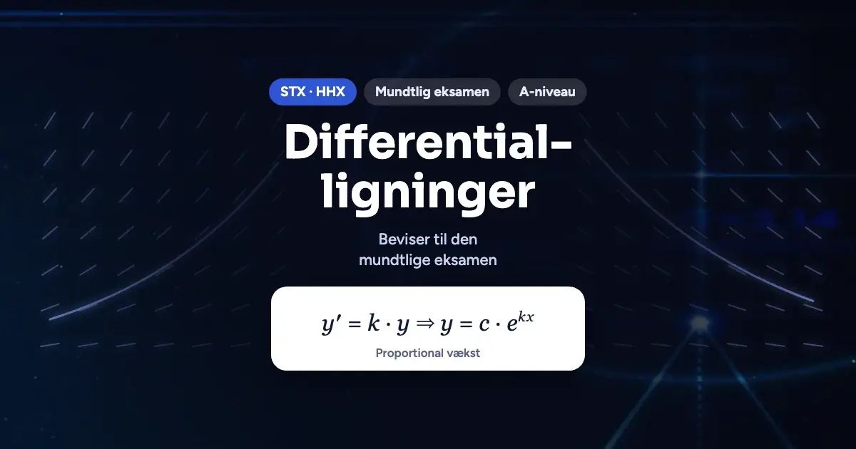 Kursusbillede: Differentialligninger – STX · HHX, Mundtlig eksamen, A-niveau