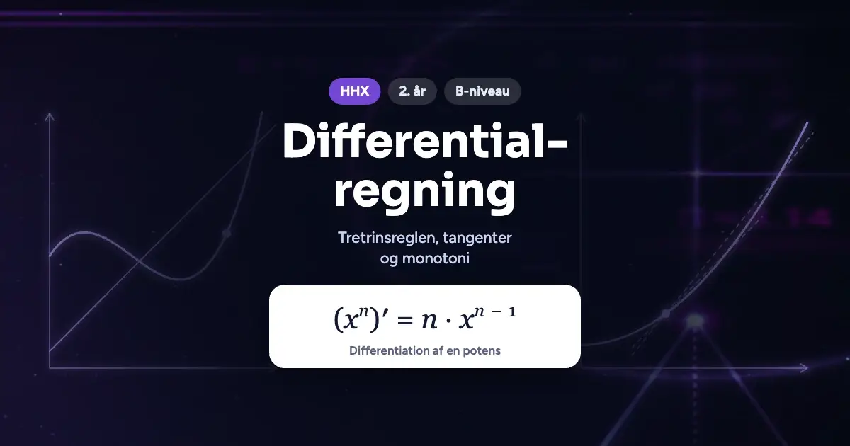 Kursusbillede: Differentialregning – HHX, 2. år, B-niveau