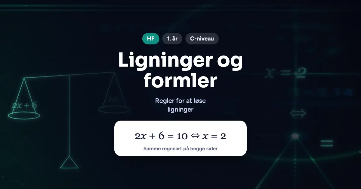 Kursusbillede: Ligninger og formler – HF, 1. år, C-niveau