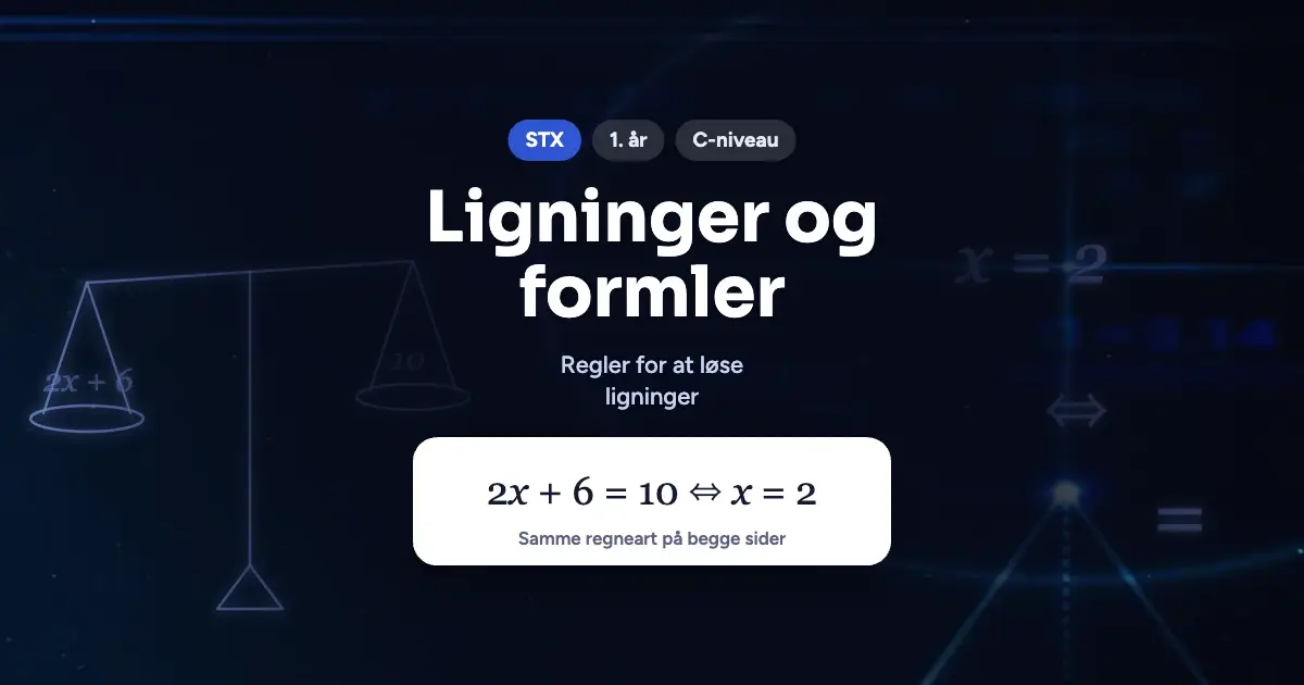 Kursusbillede: Ligninger og formler – STX, 1. år, C-niveau