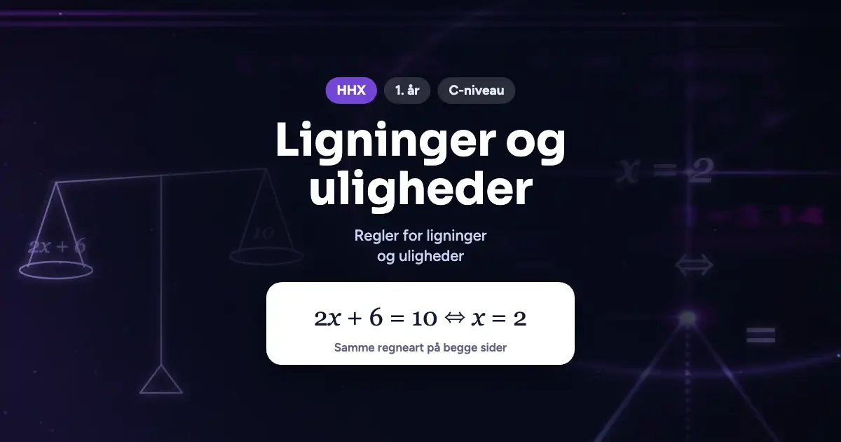Kursusbillede: Ligninger og uligheder – HHX, 1. år, C-niveau