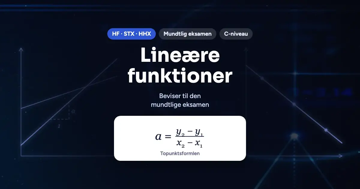 Kursusbillede: Lineære funktioner – HF · STX · HHX, Mundtlig eksamen, C-niveau