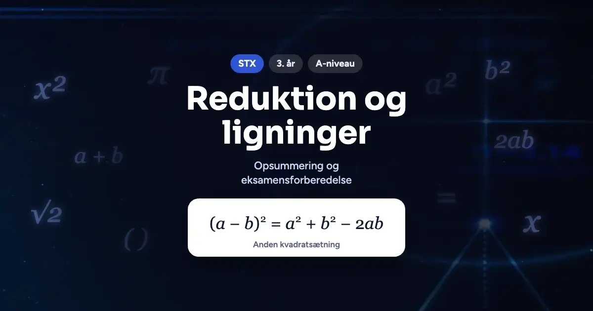 Kursusbillede: Reduktion og ligninger – STX, 3. år, A-niveau