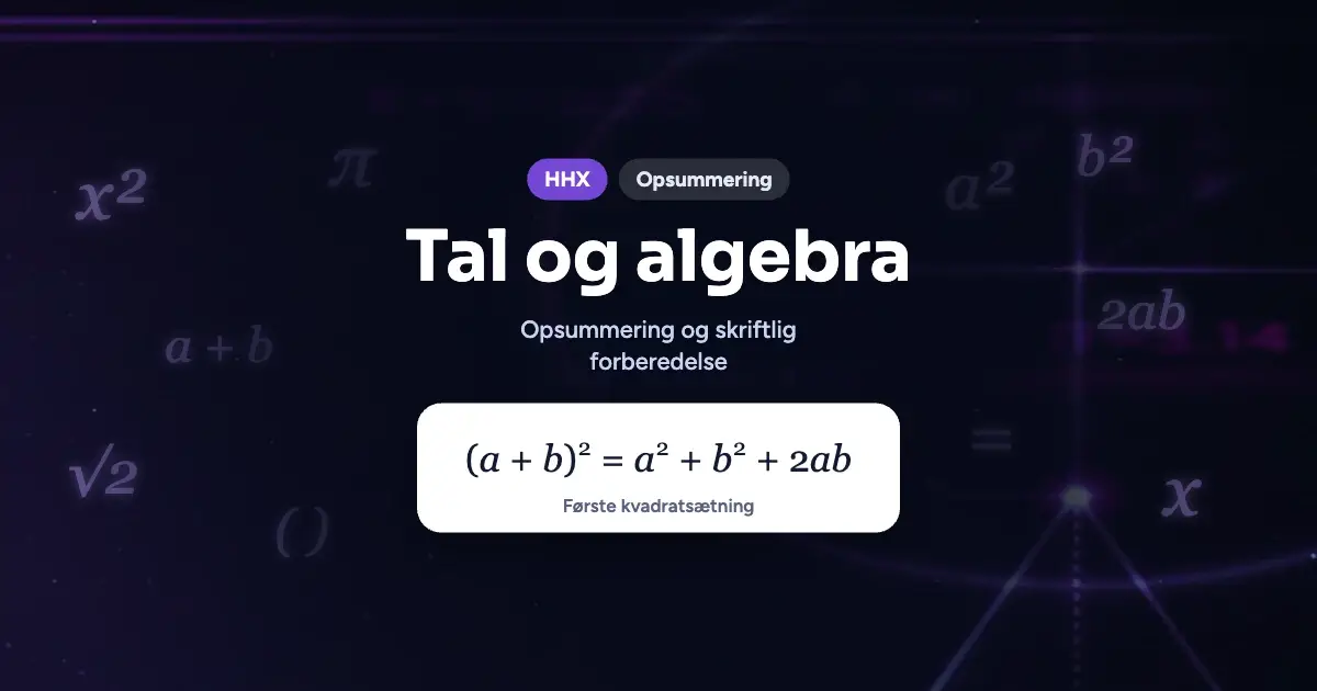 Kursusbillede: Tal og algebra – HHX, Opsummering
