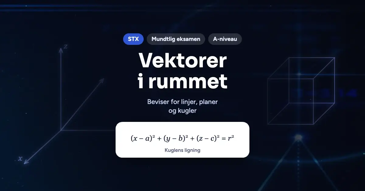 Kursusbillede: Vektorer i rummet – STX, Mundtlig eksamen, A-niveau